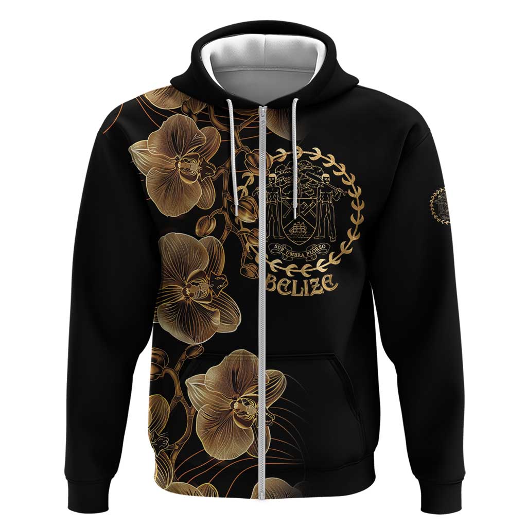 Belize Gold Orchid Zip Hoodie Luxury Stylized