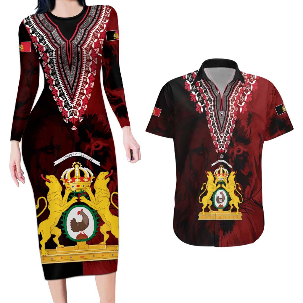 Anpi an Ayiti 1804–1806 Haiti Couples Matching Long Sleeve Bodycon Dress and Hawaiian Shirt Liberte ou la Mort!