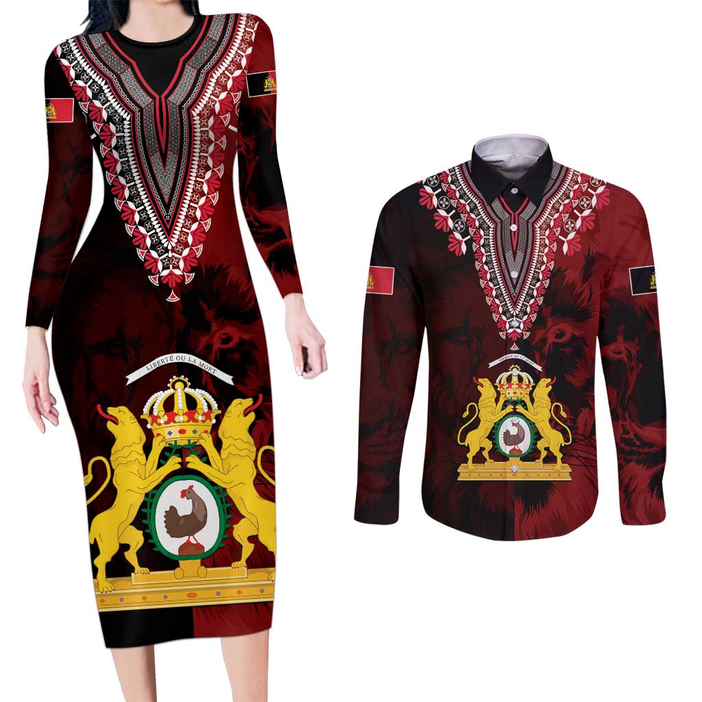 Anpi an Ayiti 1804–1806 Haiti Couples Matching Long Sleeve Bodycon Dress and Long Sleeve Button Shirt Liberte ou la Mort!