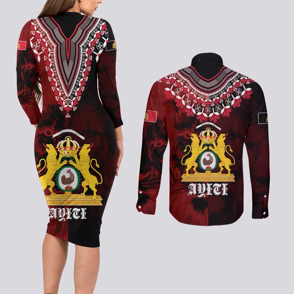 Anpi an Ayiti 1804–1806 Haiti Couples Matching Long Sleeve Bodycon Dress and Long Sleeve Button Shirt Liberte ou la Mort!