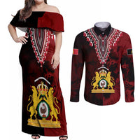 Anpi an Ayiti 1804–1806 Haiti Couples Matching Off Shoulder Maxi Dress and Long Sleeve Button Shirt Liberte ou la Mort!
