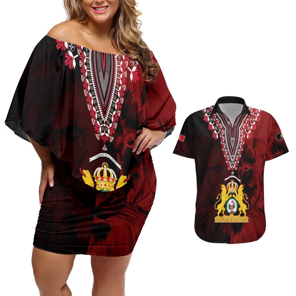 Anpi an Ayiti 1804–1806 Haiti Couples Matching Off Shoulder Short Dress and Hawaiian Shirt Liberte ou la Mort!