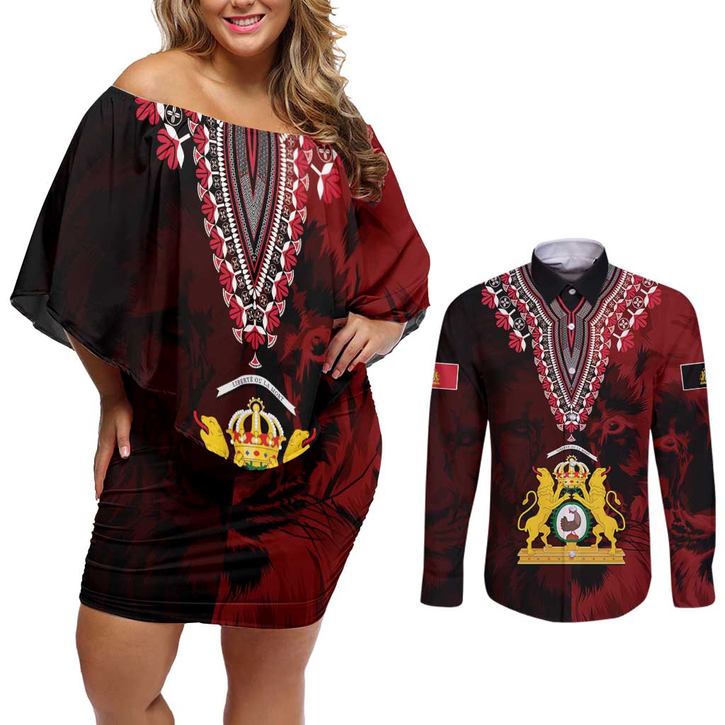 Anpi an Ayiti 1804–1806 Haiti Couples Matching Off Shoulder Short Dress and Long Sleeve Button Shirt Liberte ou la Mort!