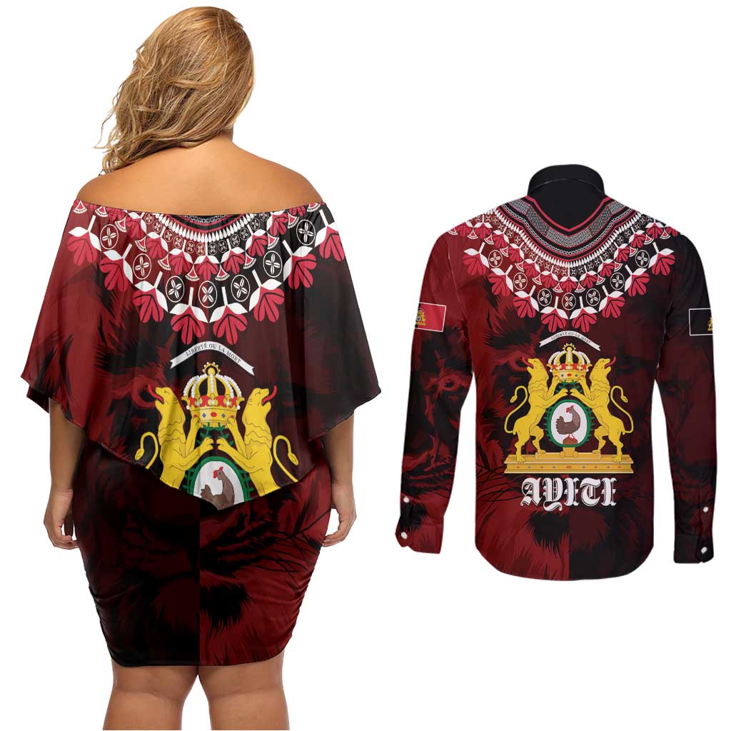 Anpi an Ayiti 1804–1806 Haiti Couples Matching Off Shoulder Short Dress and Long Sleeve Button Shirt Liberte ou la Mort!