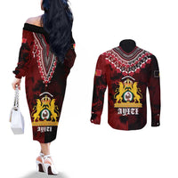 Anpi an Ayiti 1804–1806 Haiti Couples Matching Off The Shoulder Long Sleeve Dress and Long Sleeve Button Shirt Liberte ou la Mort!