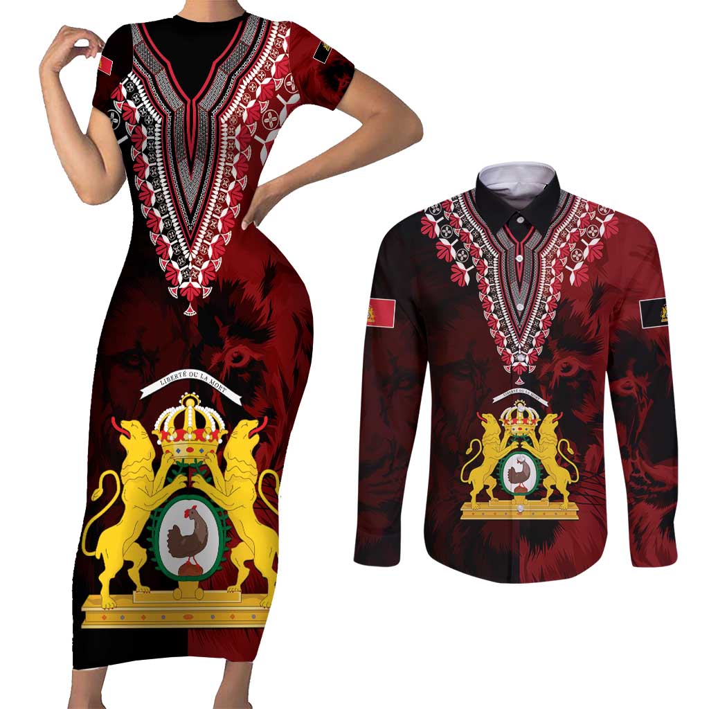 Anpi an Ayiti 1804–1806 Haiti Couples Matching Short Sleeve Bodycon Dress and Long Sleeve Button Shirt Liberte ou la Mort!