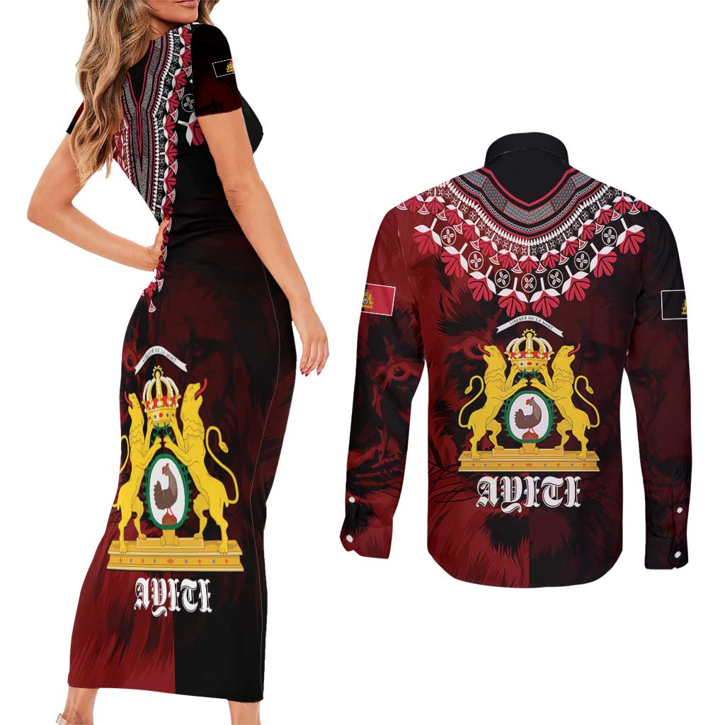 Anpi an Ayiti 1804–1806 Haiti Couples Matching Short Sleeve Bodycon Dress and Long Sleeve Button Shirt Liberte ou la Mort!