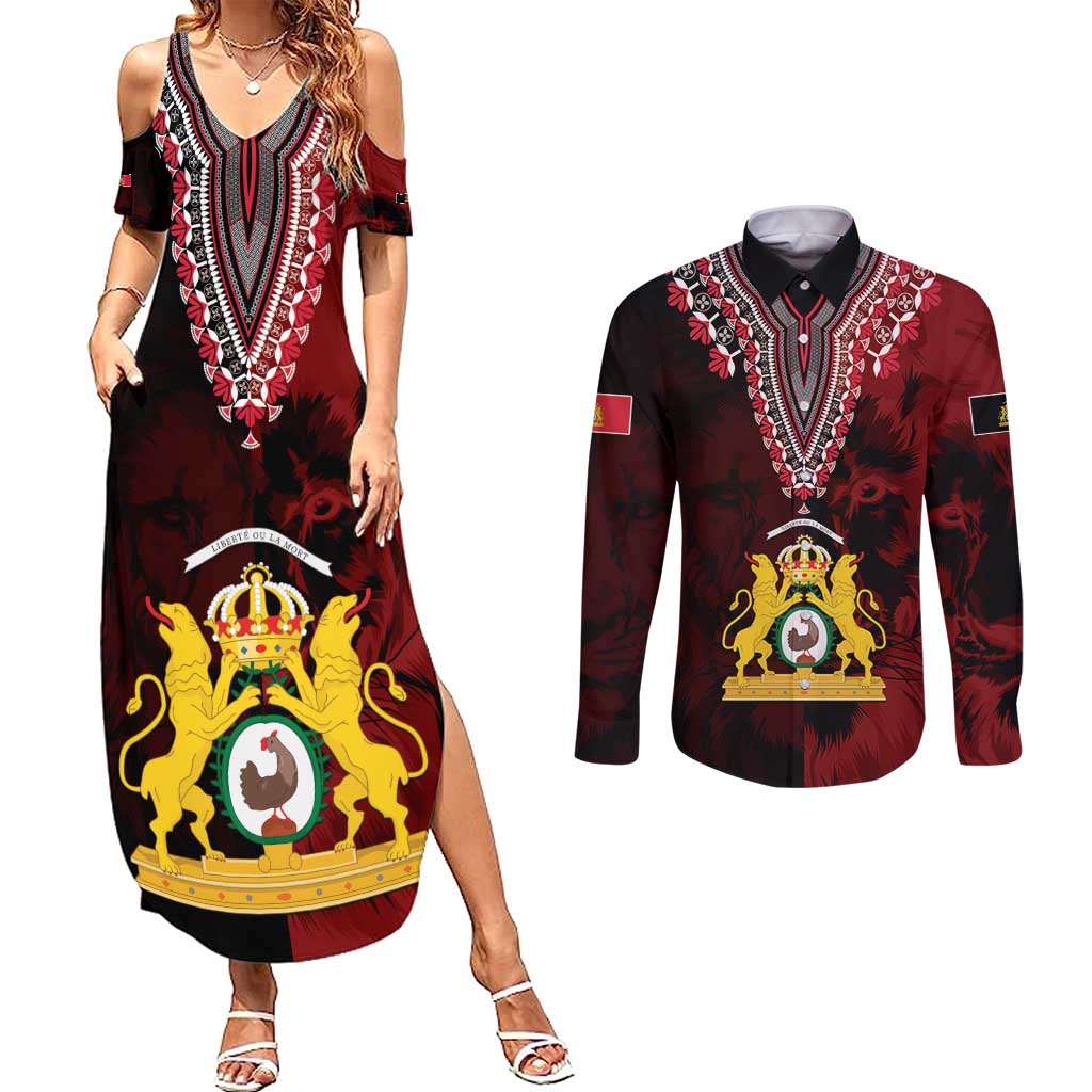 Anpi an Ayiti 1804–1806 Haiti Couples Matching Summer Maxi Dress and Long Sleeve Button Shirt Liberte ou la Mort!