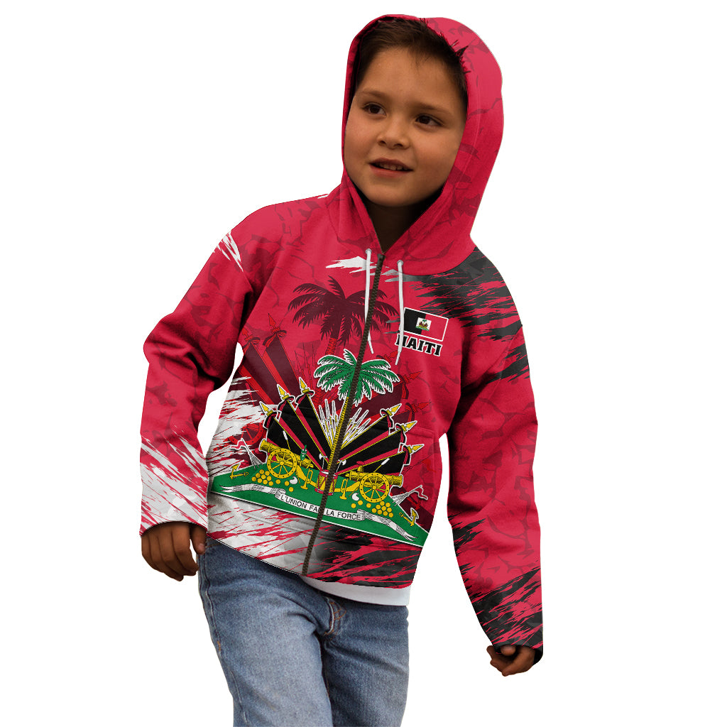 Personalised Haiti 1964 Kid Hoodie Ayiti Coat Of Arms With Flag - Wonder Print Shop