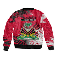 Personalised Haiti 1964 Sleeve Zip Bomber Jacket Ayiti Coat Of Arms With Flag - Wonder Print Shop