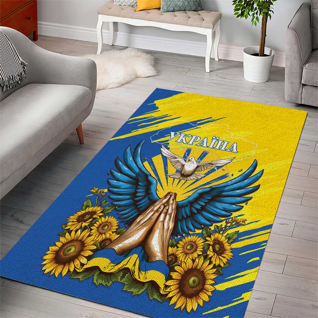 Ukraine Independence Day Area Rug Ukrainian Dove Sunflower - Wonder Print Shop