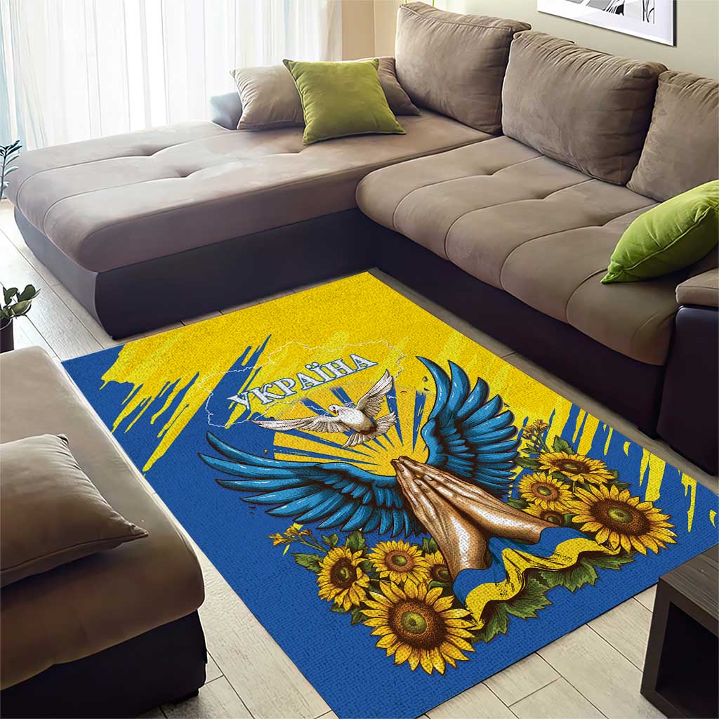 Ukraine Independence Day Area Rug Ukrainian Dove Sunflower - Wonder Print Shop