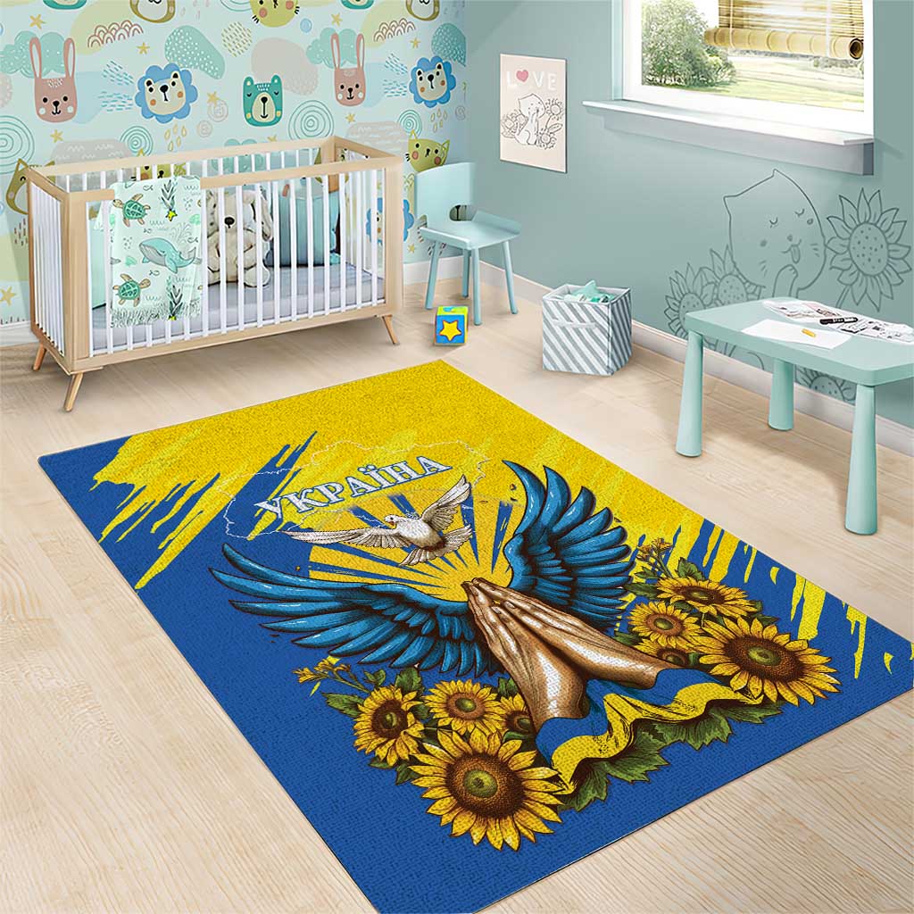 Ukraine Independence Day Area Rug Ukrainian Dove Sunflower - Wonder Print Shop