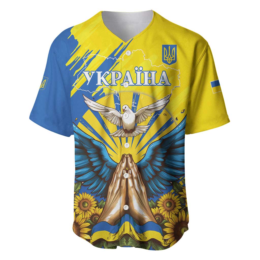Ukraine Independence Day Baseball Jersey Ukrainian Dove Sunflower - Wonder Print Shop