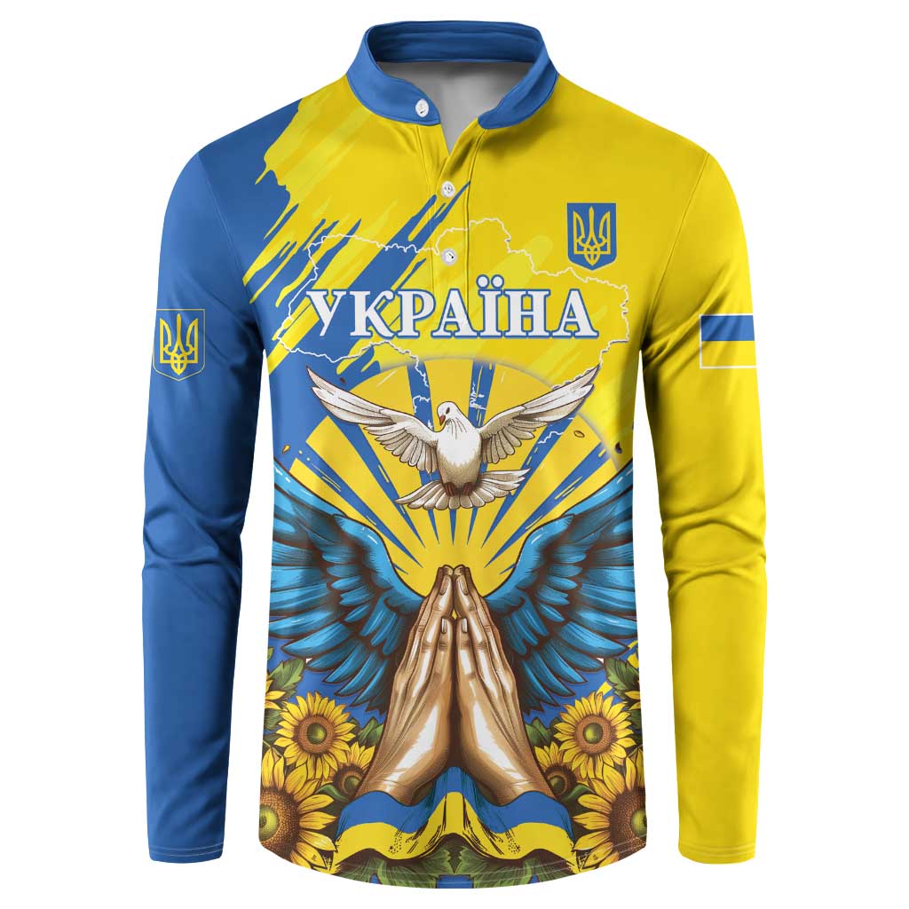 Ukraine Independence Day Button Sweatshirt Ukrainian Dove Sunflower - Wonder Print Shop