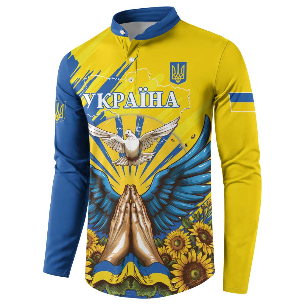 Ukraine Independence Day Button Sweatshirt Ukrainian Dove Sunflower - Wonder Print Shop