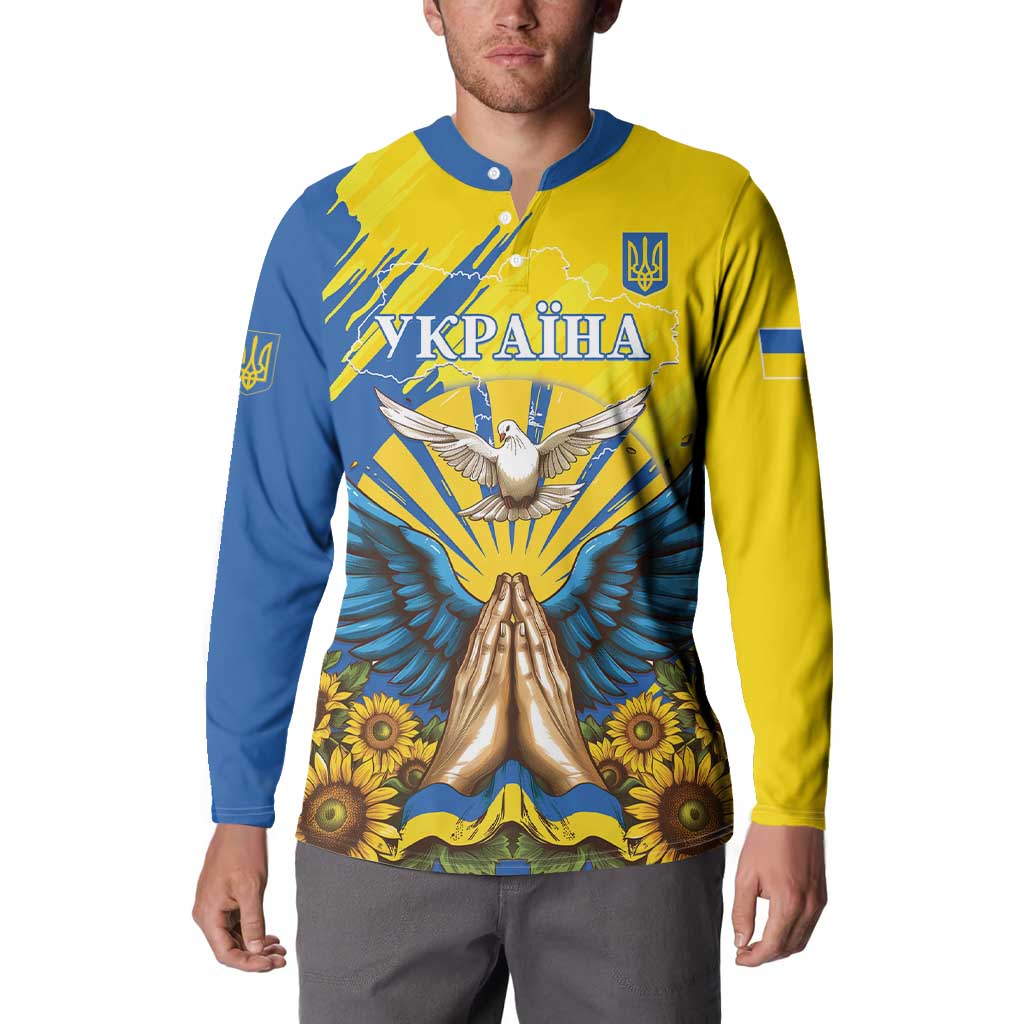 Ukraine Independence Day Button Sweatshirt Ukrainian Dove Sunflower - Wonder Print Shop