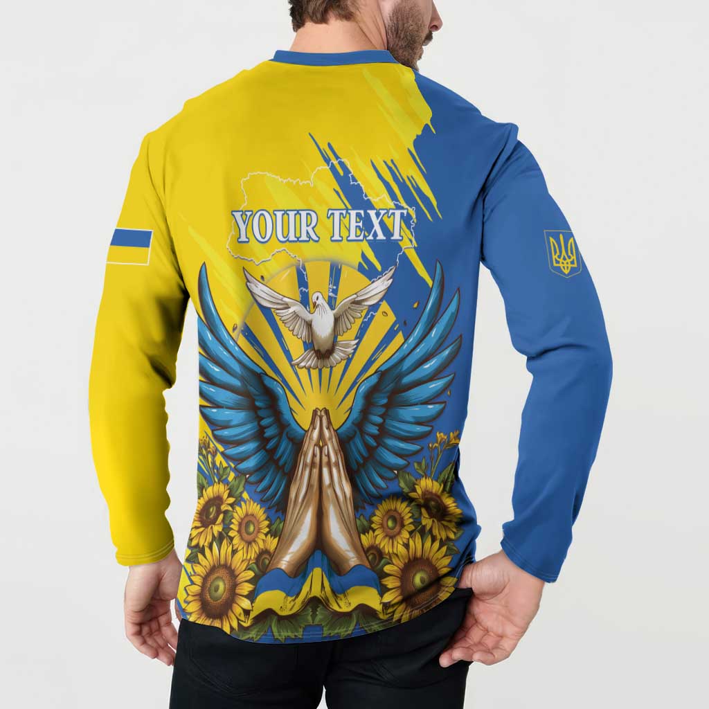 Ukraine Independence Day Button Sweatshirt Ukrainian Dove Sunflower - Wonder Print Shop