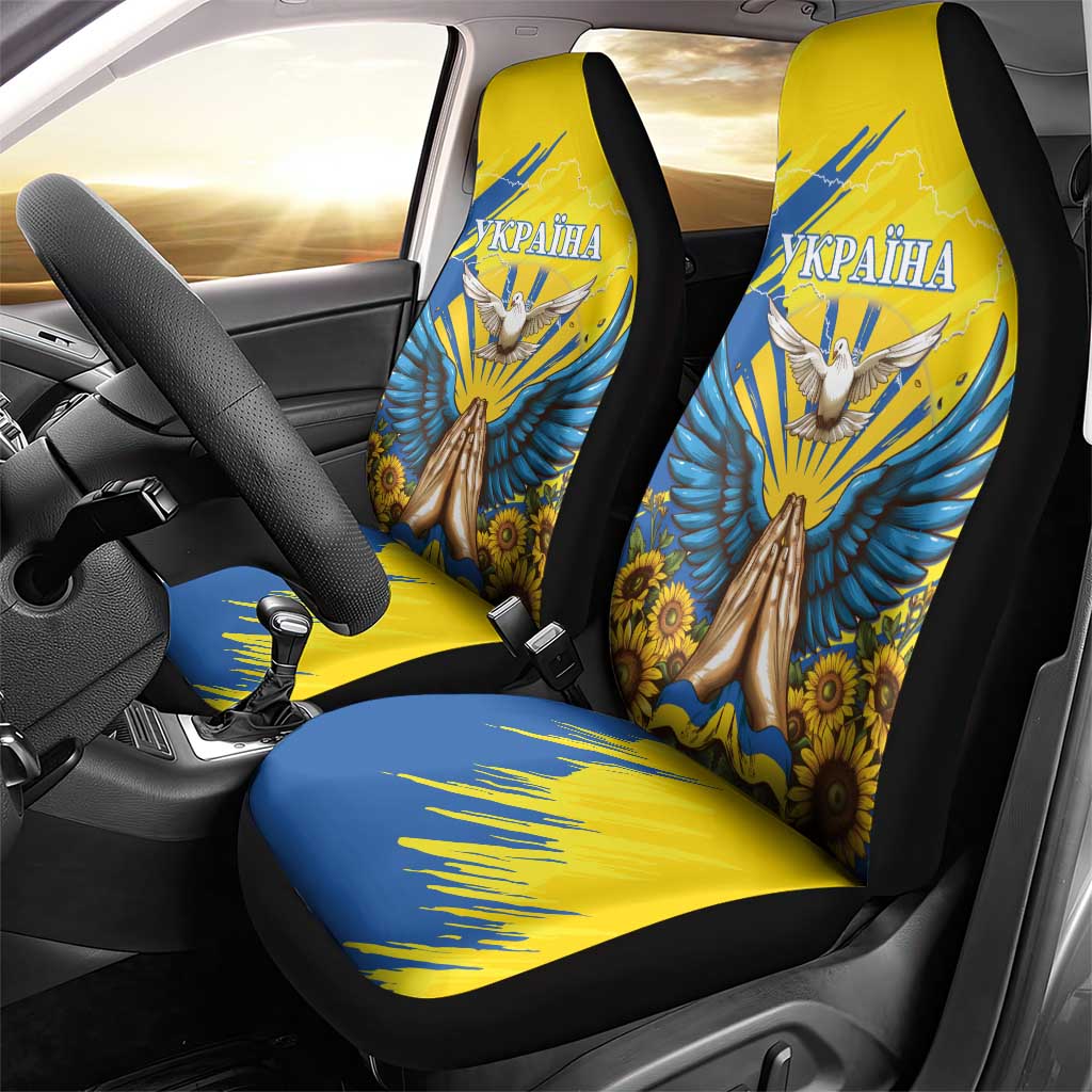 Ukraine Independence Day Car Seat Cover Ukrainian Dove Sunflower - Wonder Print Shop