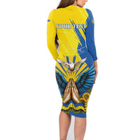 Ukraine Independence Day Family Matching Long Sleeve Bodycon Dress and Hawaiian Shirt Ukrainian Dove Sunflower - Wonder Print Shop