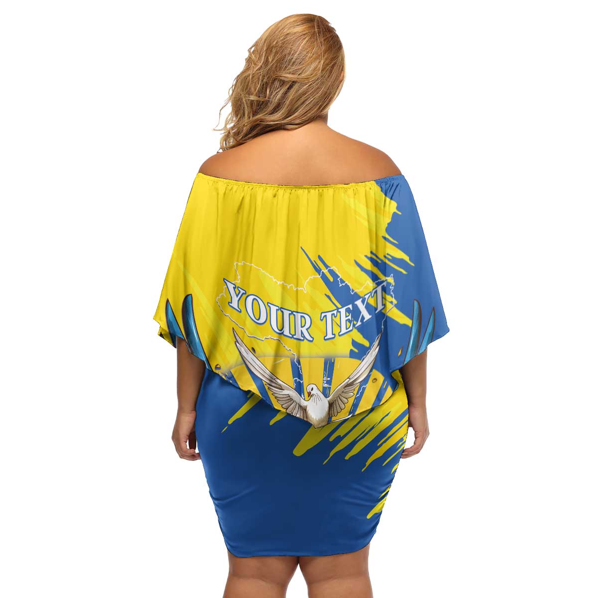 Ukraine Independence Day Family Matching Off Shoulder Short Dress and Hawaiian Shirt Ukrainian Dove Sunflower - Wonder Print Shop