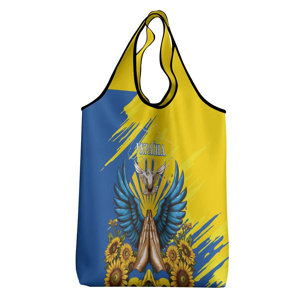 Ukraine Independence Day Grocery Bag Ukrainian Dove Sunflower