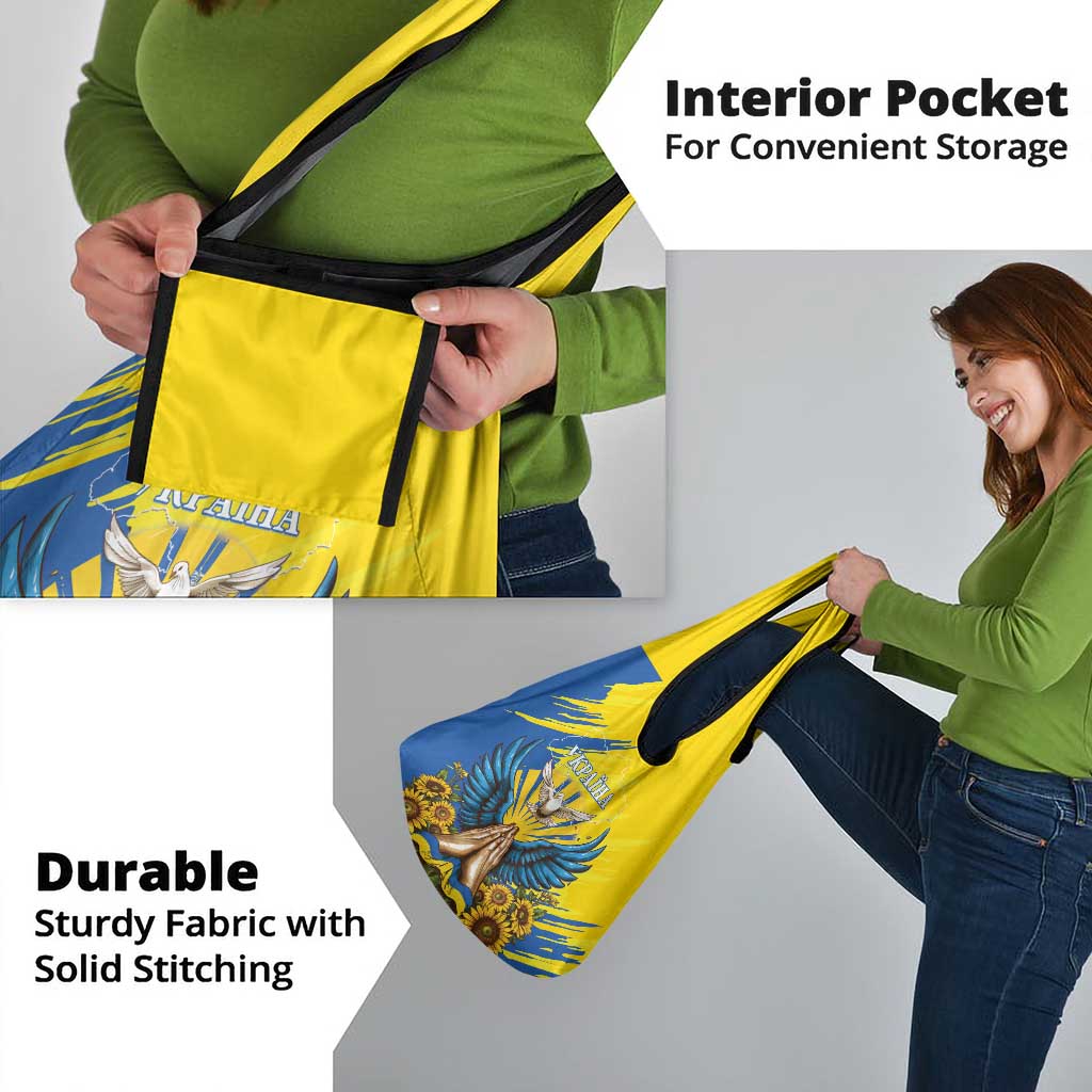 Ukraine Independence Day Grocery Bag Ukrainian Dove Sunflower