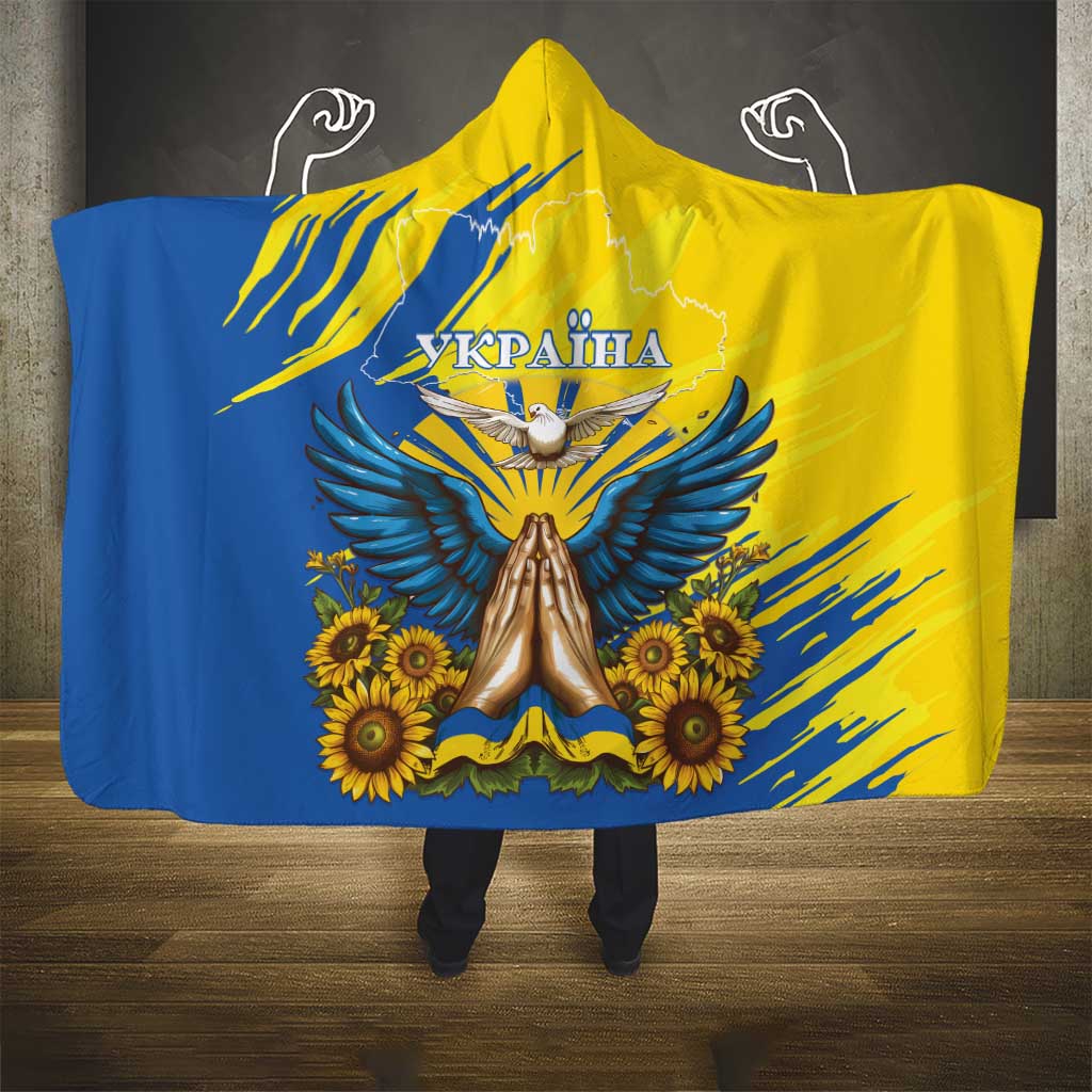 Ukraine Independence Day Hooded Blanket Ukrainian Dove Sunflower