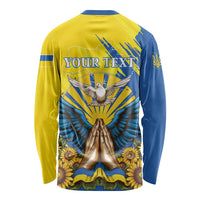 Ukraine Independence Day Long Sleeve Shirt Ukrainian Dove Sunflower - Wonder Print Shop
