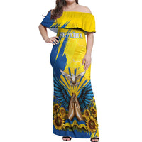 Ukraine Independence Day Off Shoulder Maxi Dress Ukrainian Dove Sunflower - Wonder Print Shop