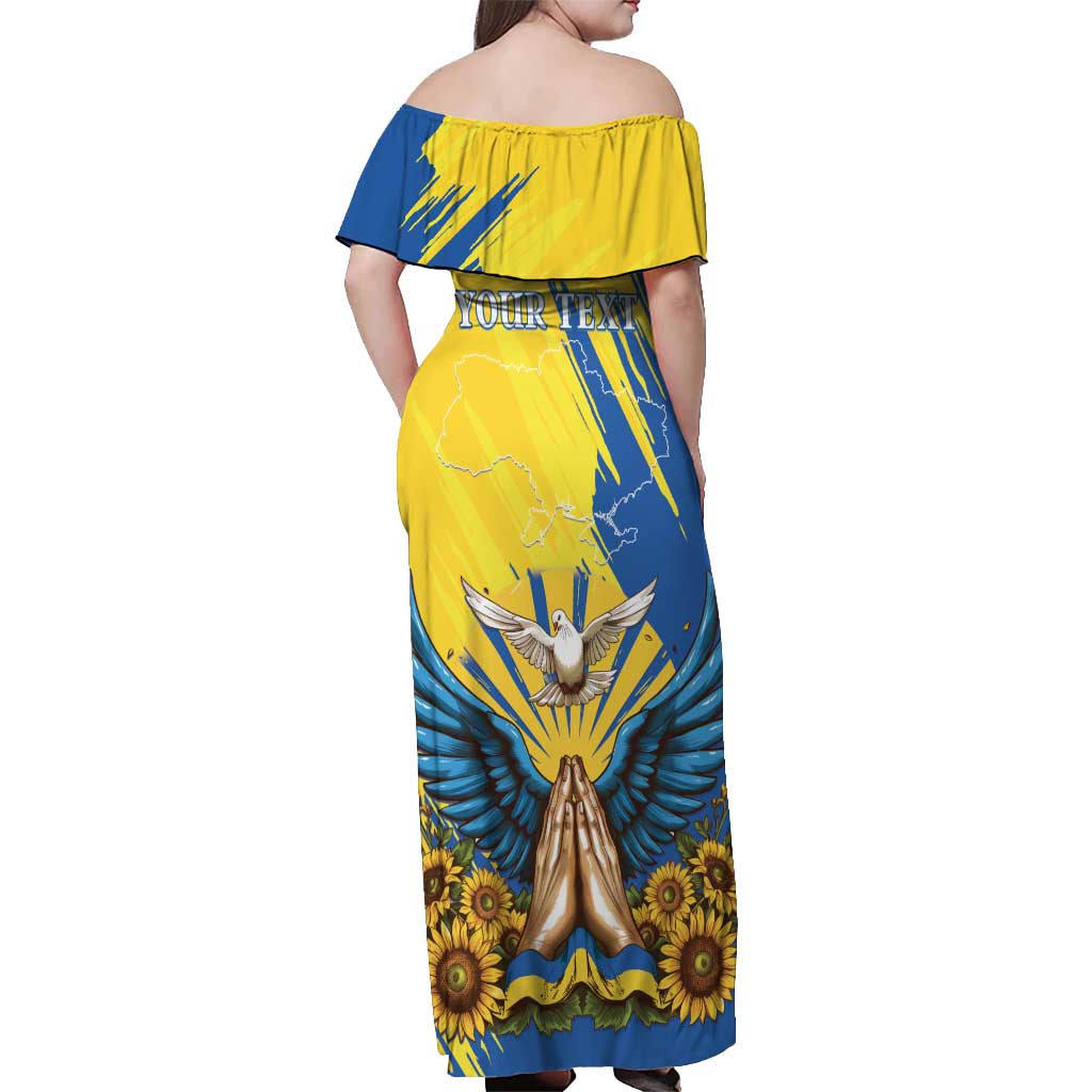 Ukraine Independence Day Off Shoulder Maxi Dress Ukrainian Dove Sunflower - Wonder Print Shop
