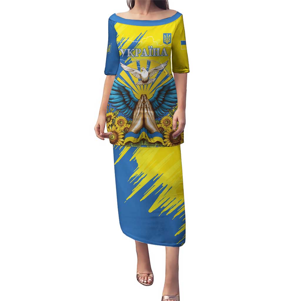 Ukraine Independence Day Puletasi Ukrainian Dove Sunflower - Wonder Print Shop