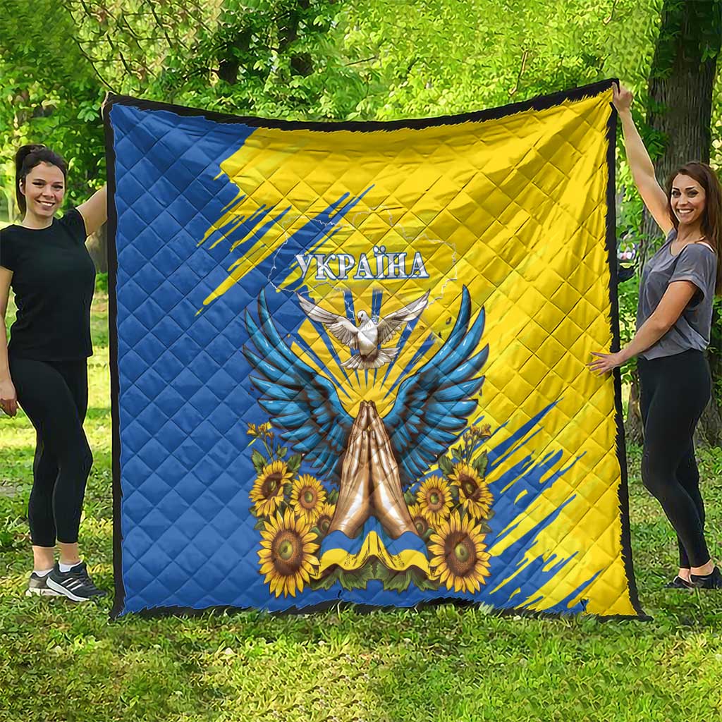 Ukraine Independence Day Quilt Ukrainian Dove Sunflower - Wonder Print Shop