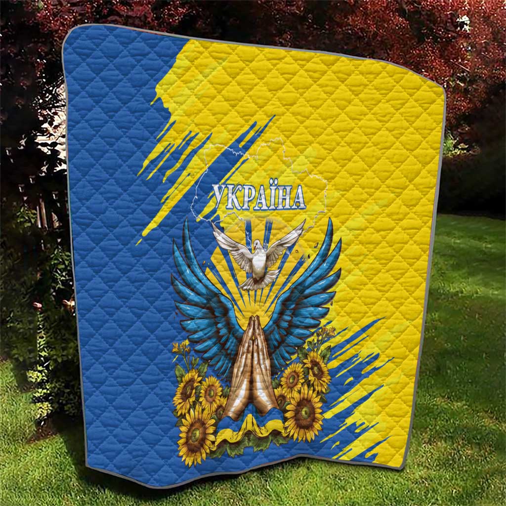 Ukraine Independence Day Quilt Ukrainian Dove Sunflower - Wonder Print Shop