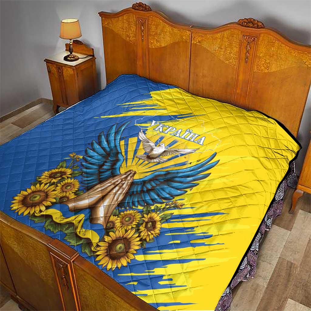 Ukraine Independence Day Quilt Ukrainian Dove Sunflower - Wonder Print Shop