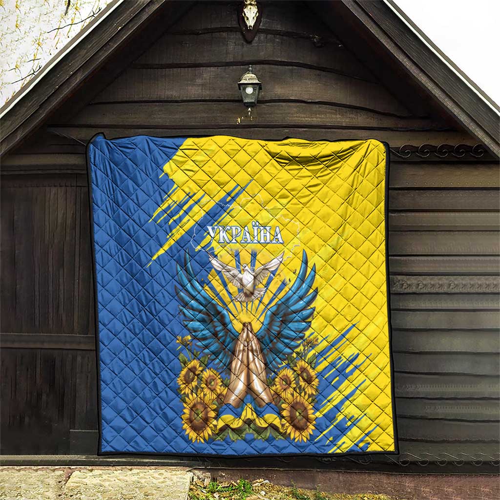 Ukraine Independence Day Quilt Ukrainian Dove Sunflower - Wonder Print Shop