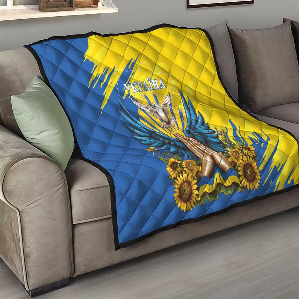 Ukraine Independence Day Quilt Ukrainian Dove Sunflower - Wonder Print Shop