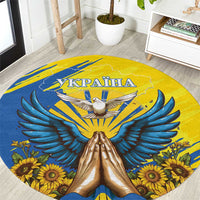 Ukraine Independence Day Round Carpet Ukrainian Dove Sunflower
