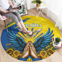 Ukraine Independence Day Round Carpet Ukrainian Dove Sunflower