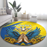 Ukraine Independence Day Round Carpet Ukrainian Dove Sunflower