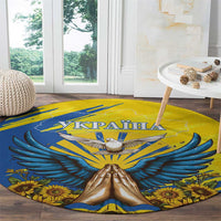 Ukraine Independence Day Round Carpet Ukrainian Dove Sunflower