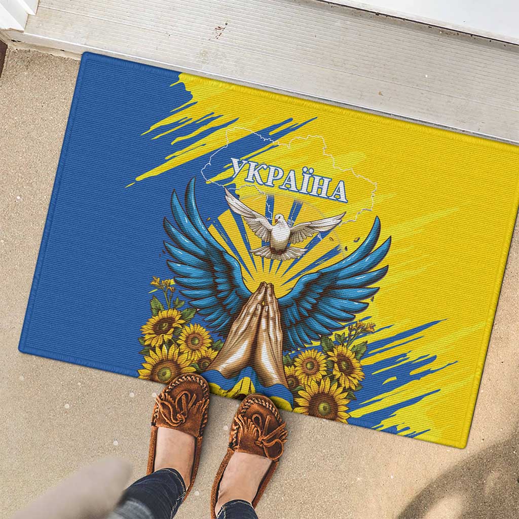 Ukraine Independence Day Rubber Doormat Ukrainian Dove Sunflower - Wonder Print Shop