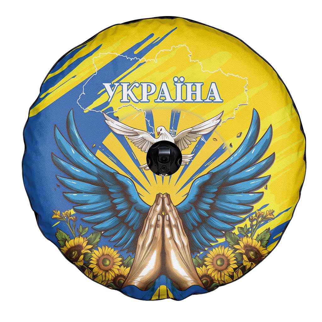 Ukraine Independence Day Spare Tire Cover Ukrainian Dove Sunflower - Wonder Print Shop