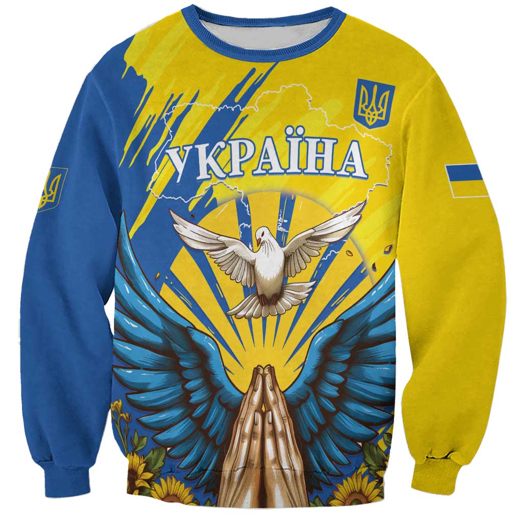 Ukraine Independence Day Sweatshirt Ukrainian Dove Sunflower - Wonder Print Shop