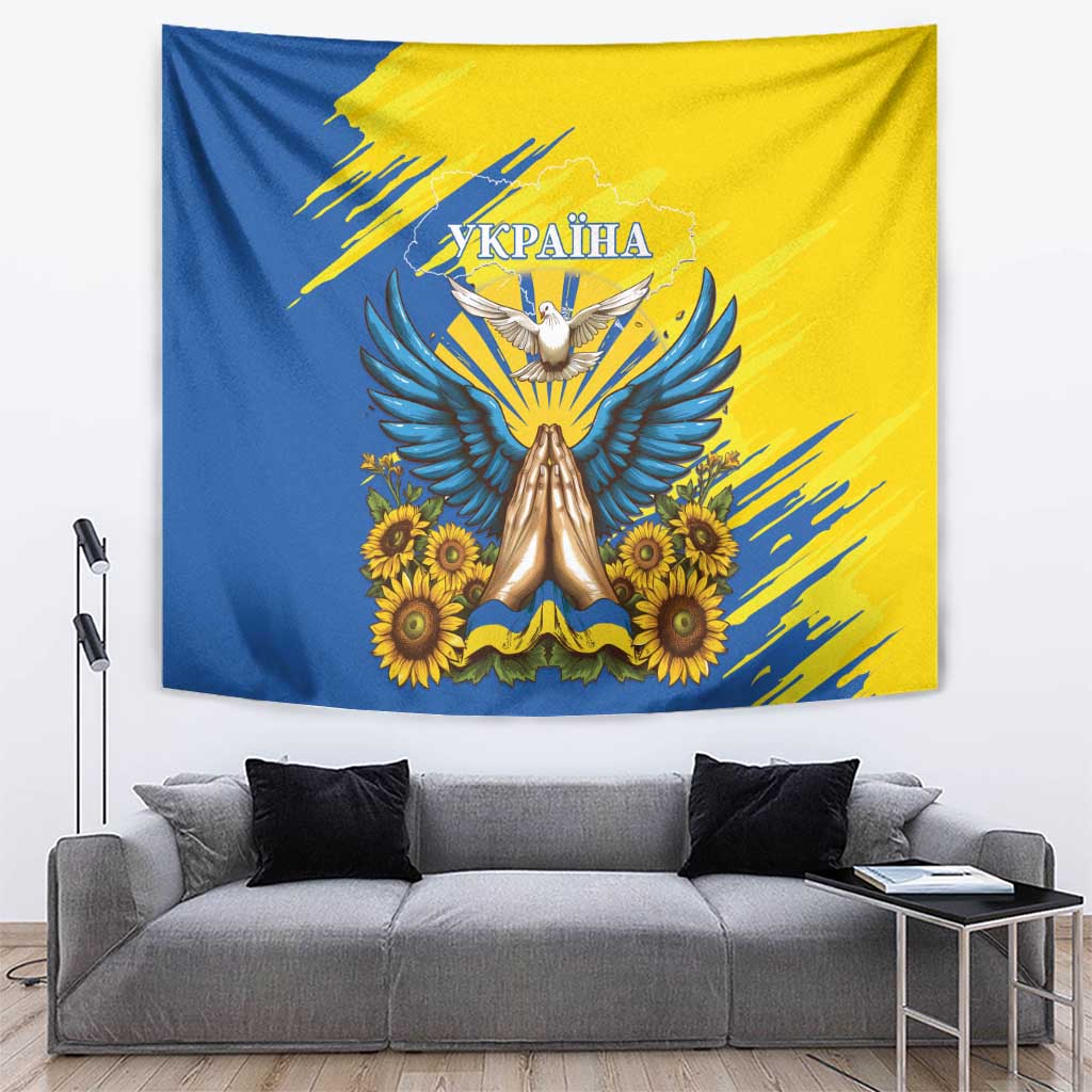 Ukraine Independence Day Tapestry Ukrainian Dove Sunflower - Wonder Print Shop