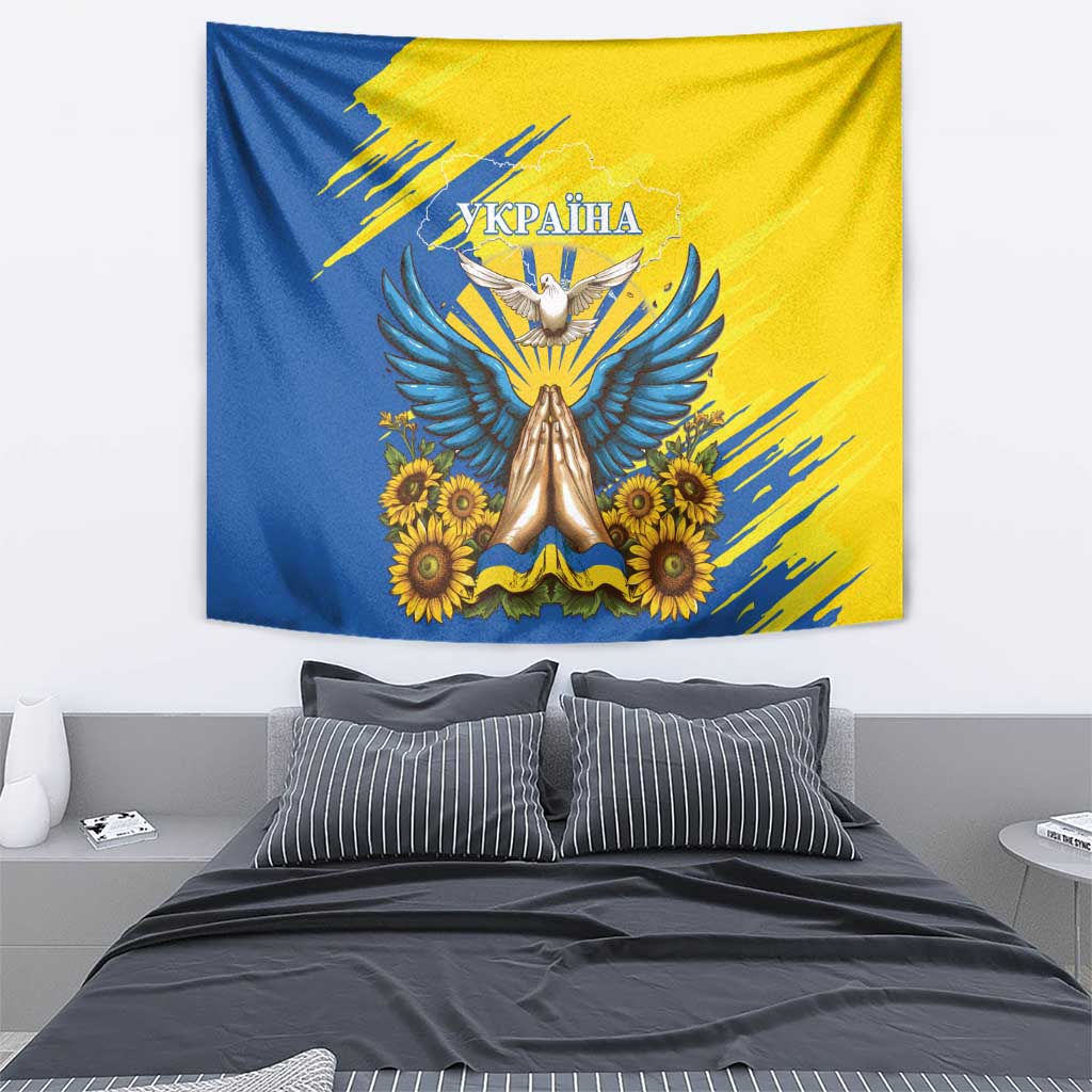 Ukraine Independence Day Tapestry Ukrainian Dove Sunflower - Wonder Print Shop