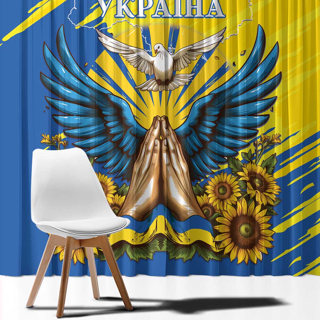 Ukraine Independence Day Window Curtain Ukrainian Dove Sunflower - Wonder Print Shop