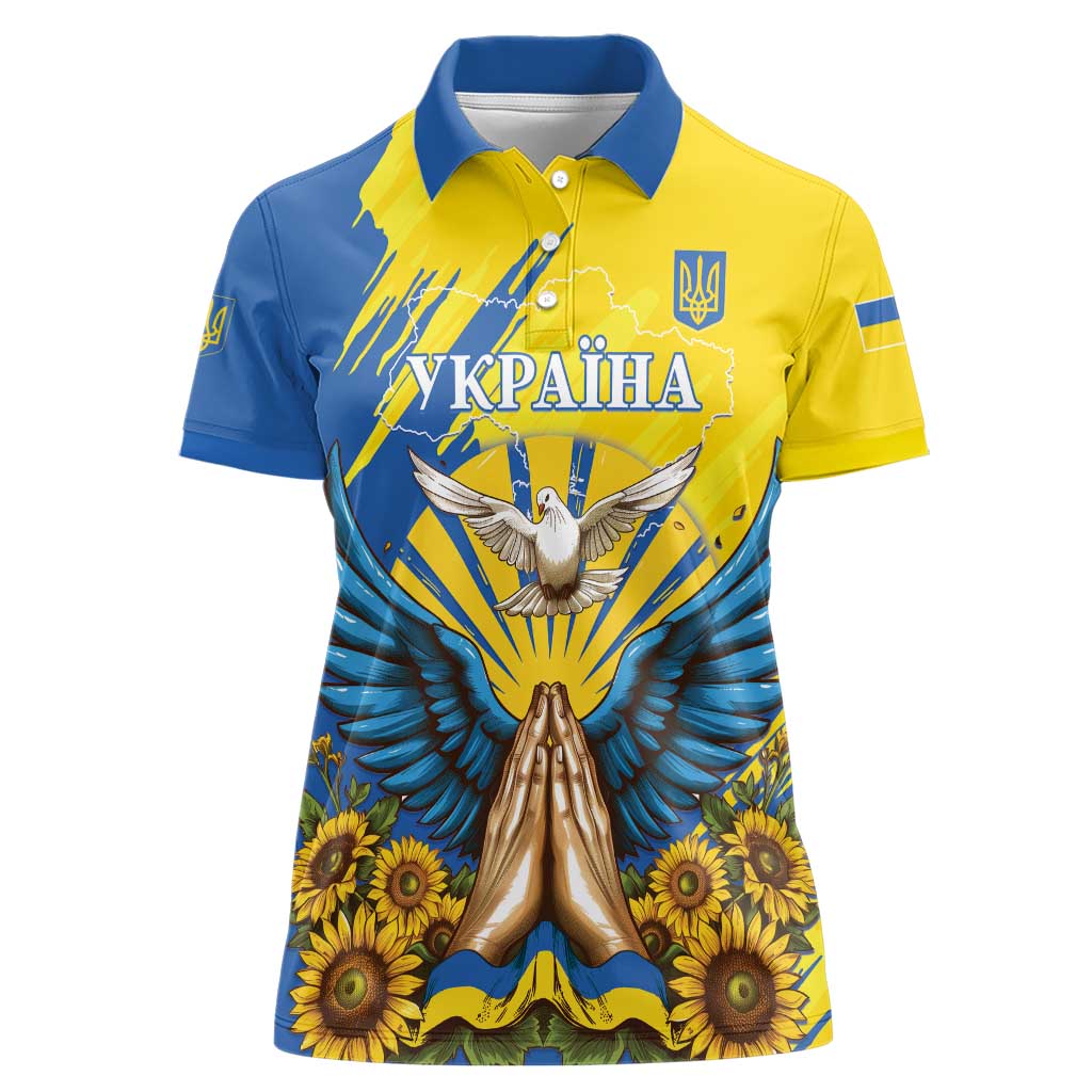 Ukraine Independence Day Women Polo Shirt Ukrainian Dove Sunflower - Wonder Print Shop