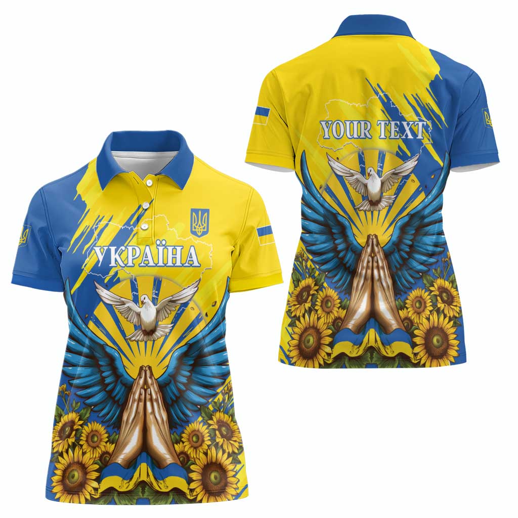 Ukraine Independence Day Women Polo Shirt Ukrainian Dove Sunflower - Wonder Print Shop