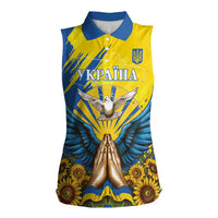 Ukraine Independence Day Women Sleeveless Polo Shirt Ukrainian Dove Sunflower - Wonder Print Shop